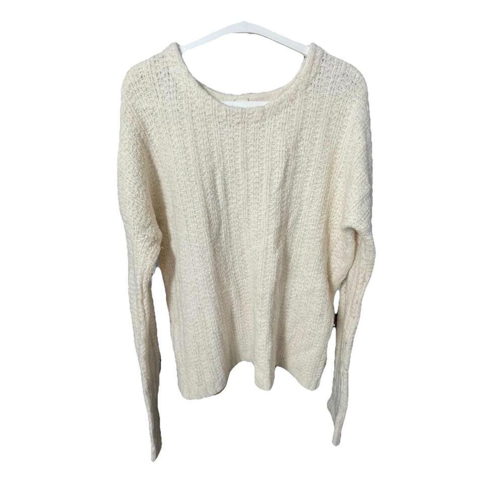 Gap Wool Alpaca Sweater Women's Medium Ivory Ribbed Knit Pullover Long Sleeve